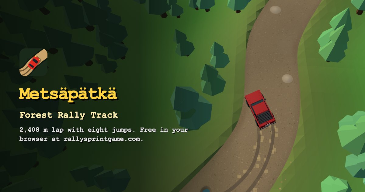 A red rally car powersliding on a gravel road through the Metsäpätkä forest rally track